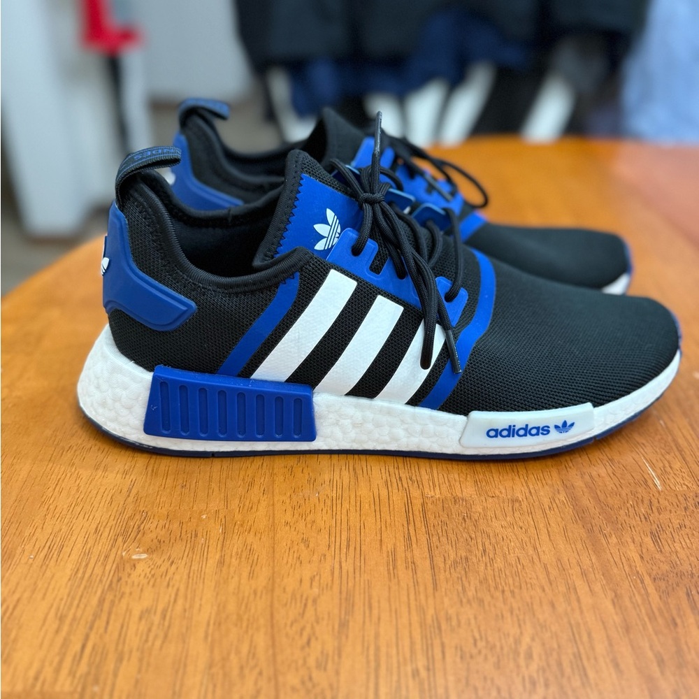 10.5 Men’s Adidas Black and Blue Sneakers with Boost Midsole